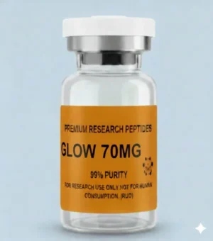 GLOW 70mg premium peptide blend, 99% purity, for laboratory research use only, not for human consumption